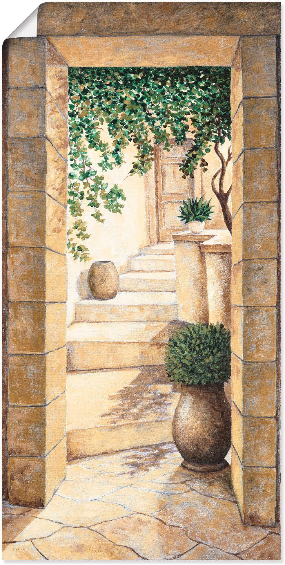 Wandbild ARTLAND "Eingang - Fresco", beige (farbe bild(er): naturfarben), B:30cm H:60cm, Bilder, Wandbild, als Leinwandbild, Poster in verschied. Grössen farbe bild(er): naturfarben B/H/T: 30cm x 60cm, Poster Fenster & Türen, 1 Stk.