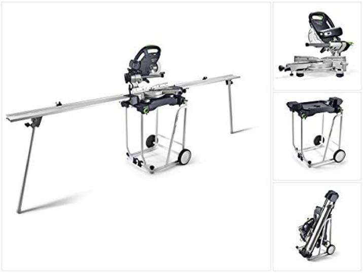 Festool Kap-trekkenzaag KS 60 E-UG-set/XL Kapex (met cirkelzaagblad Wood Universeal, schroefklem, led-slaglicht, hoekslijm, verhoging, inbussleutel, onderstel, kapaanslag)