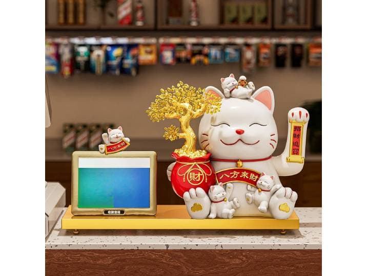 Ornement Chat Porte-Bonheur Arbre de la Fortune, avec fonction d'appel automatique, pour la décoration de la caisse et de la réception, cadeau d'inauguration