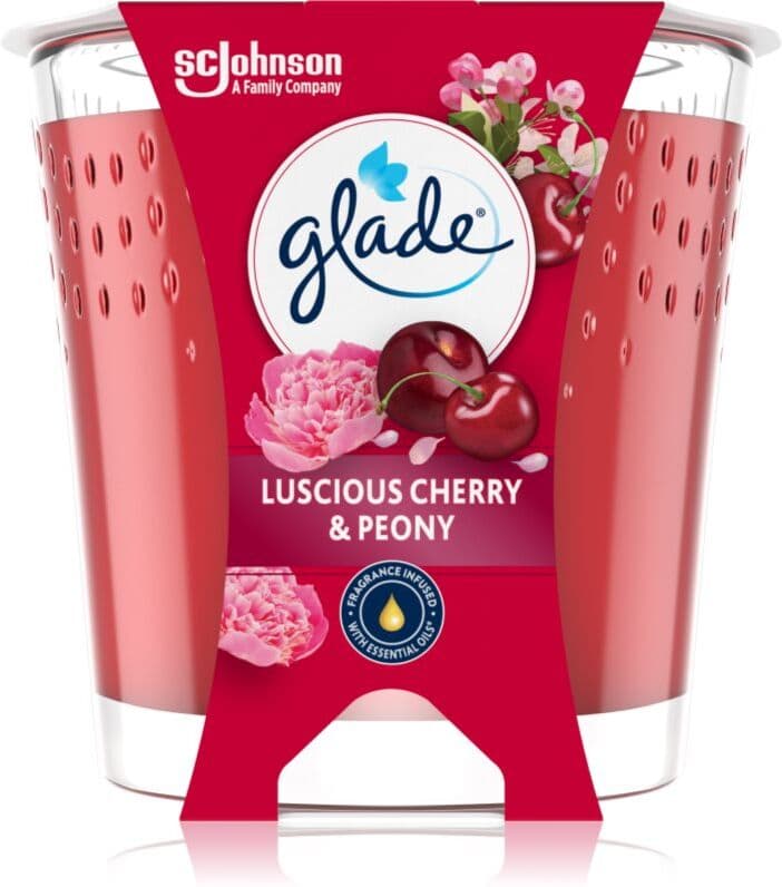 GLADE Luscious Cherry & Peony αρωματικό κερί 112 γρ