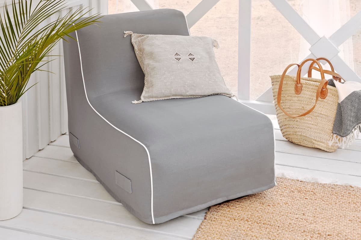 Loungesessel JAHNKE "AIR LOUNGE", grau (stein grau), B:60cm H:70cm T:90cm, Sessel, Loungesessel, aufblasbar, Indoor & Outdoor, 60 cm Sitztiefe