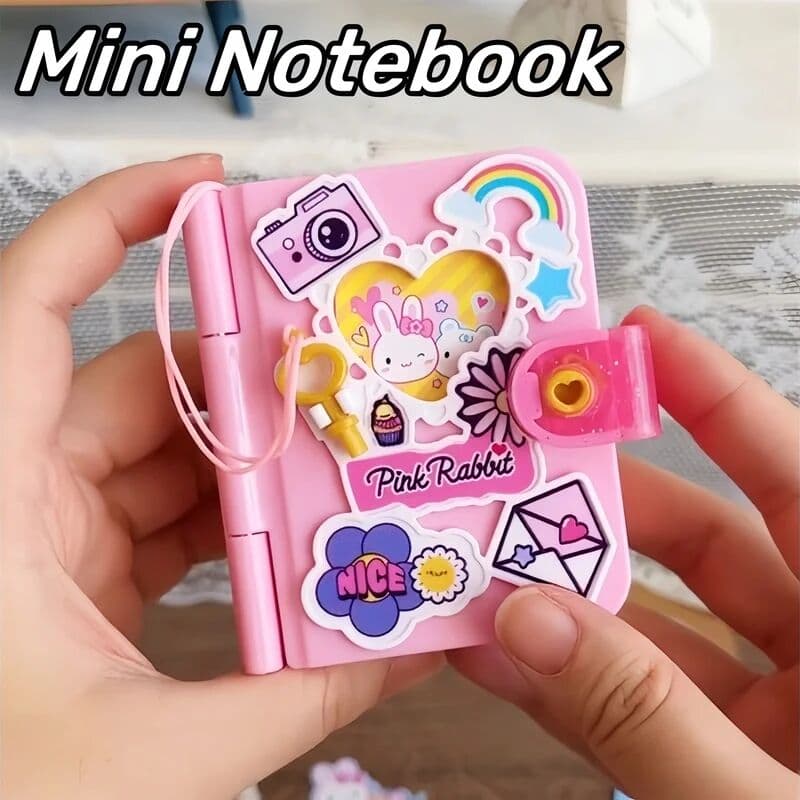 Bandai Cartoon Pink Rabbit Secret Mini Notebook Secret Diary Creative Handmade Diy Simulation Girl Toy Set Gift Birthday Gift