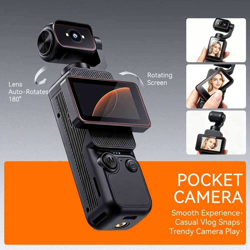 WDSZKMYF Action Camera 1080p 180° Automatic Rotation Lens Portable Cam WIFI For YouTube Vlog Entry Video Recording Photographic Camera
