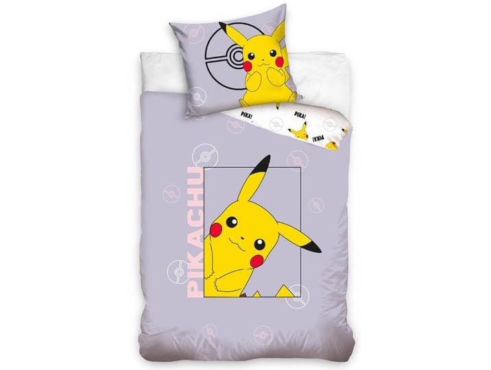 Pokémon Pikachu Dekbedovertrek grijs 140 x 200 cm (70 x 90 cm)