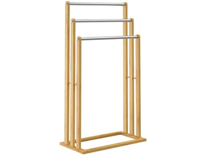 Casaria Handdoekhouder - staand - 3 stangen - bamboe - RVS\, 46x24x84cm\, bruin