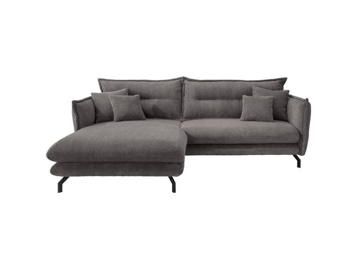 P & B Ecksofa, Grau, Metall, 4-Sitzer, Füllung: Schaumstoff, L-Form, 255x180 cm, Made in Europe, Rücken echt, Armteil links, rechts, Wohnzimmer, Sofas & Couches, Wohnlandschaften, Ecksofas