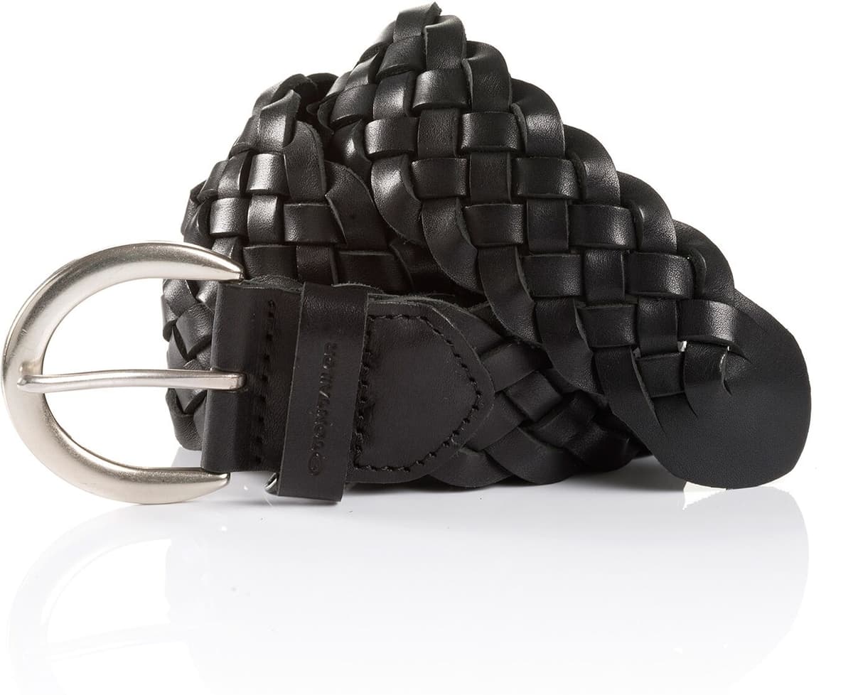 Flechtgürtel TOM TAILOR "TTLISA", Damen, Gr. 90, schwarz, Rindsleder, Gürtel Flechtgürtel, 4 cm breiter Damengürtel, Flechtledergürtel, modisches Must-Have schwarz 90