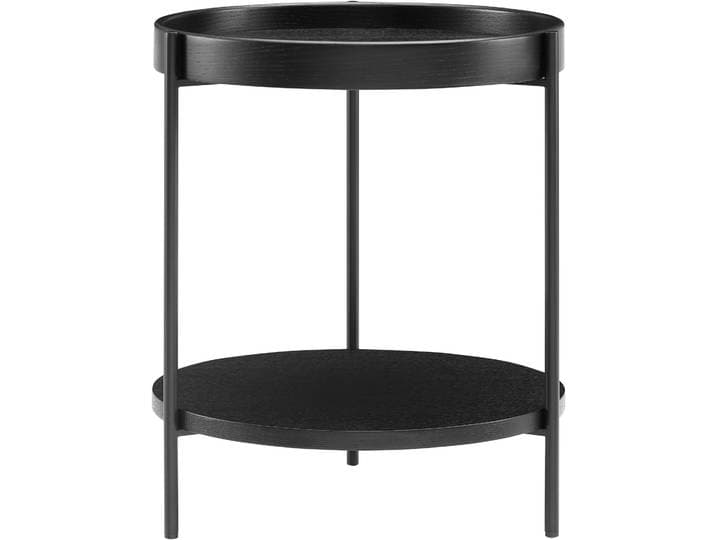 Beistelltisch SALESFEVER Charmant und praktisch: Beistelltisch , schwarz (schwarz, schwarz, schwarz), B:44cm H:49cm T:44cm, MDF mit Eschenholzfurnier, Metall, Tische, Beistelltisch, mit 2 Ablageflächen