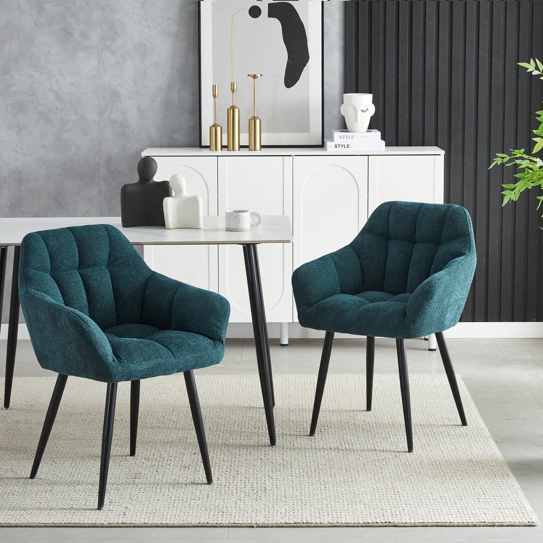 George Oliver Dining Chairs Fabric Armchair for Living Room Morden Tub Chair with Armrest Teal 84cm H X 59cm W X 58cm D