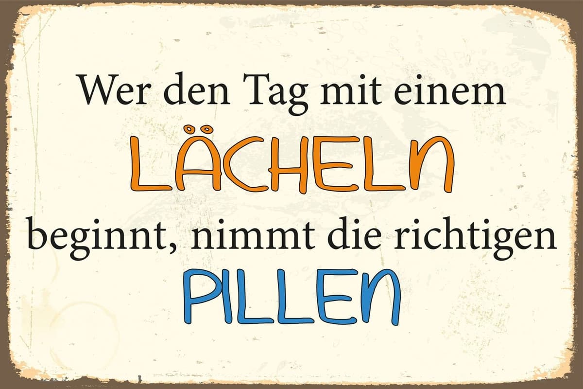 Metallbild QUEENCE "Lachpillen", beige (farbe bild(er): beige), B:30cm H:20cm, Metall, Stahl, Bilder, Metallbild, Stahlschilder farbe bild(er): beige B/H/T: 30cm x 20cm, Metallbild Schriftzug Schriftzüge Querformat, 1 Stk.