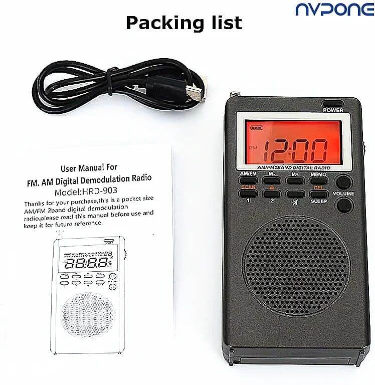 GOLDFOX Portable Mini 9K/10K Radios Receiver Built-in Speaker FM AM Radio Backlight HD Display Screen Alarm Clock Sleep Timer Elder Gift