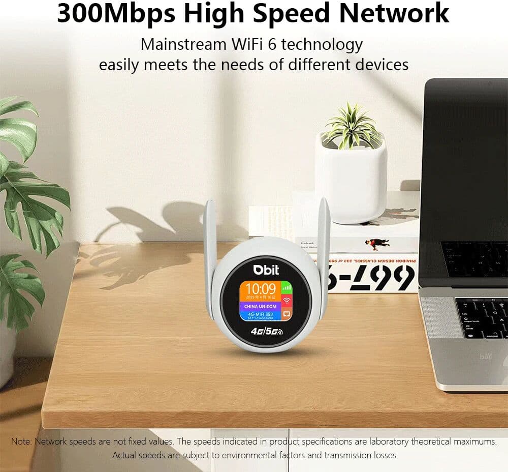 DBIT Wi-Fi 6 Smart Display Router 4G LTE Router 300Mbps 4G WiFi Modem Compatible With Nano 5G SIM Card  Adaptive WAN/LAN