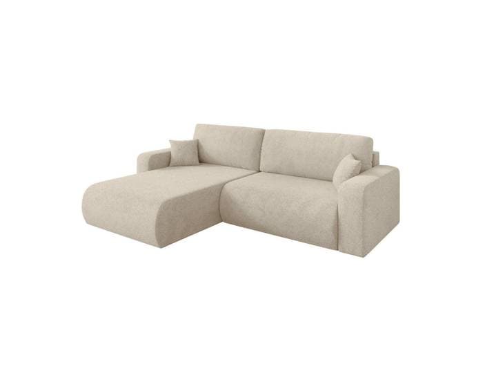 Altdecor Ecksofa mit Schlaffunktion Ottomane Links Bery-L 276x193x88 Creme Velours, Kunststoff, L-Form, 276x193 cm, Wohnzimmer, Sofas & Couches, Wohnlandschaften, Ecksofas