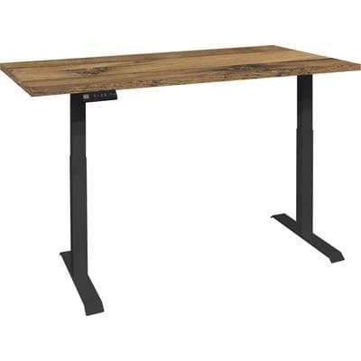 Schreibtisch MÄUSBACHER "Big System Office", schwarz (schwarz matt, plankeneiche, schwarz matt, plankeneiche), B:180cm, Tische, Schreibtisch, Breite 180 cm, elektrisch höhenverstellbar