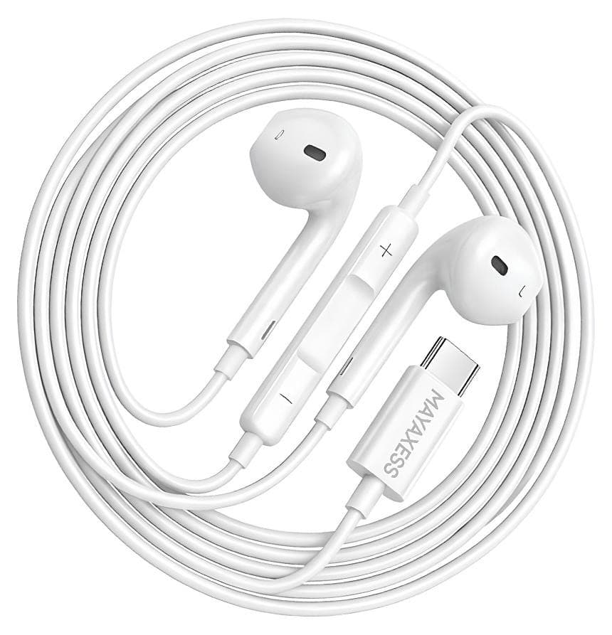 Avizar USB-C oordopjes met microfoon, wit, geschikt voor Galaxy Z Fold 5