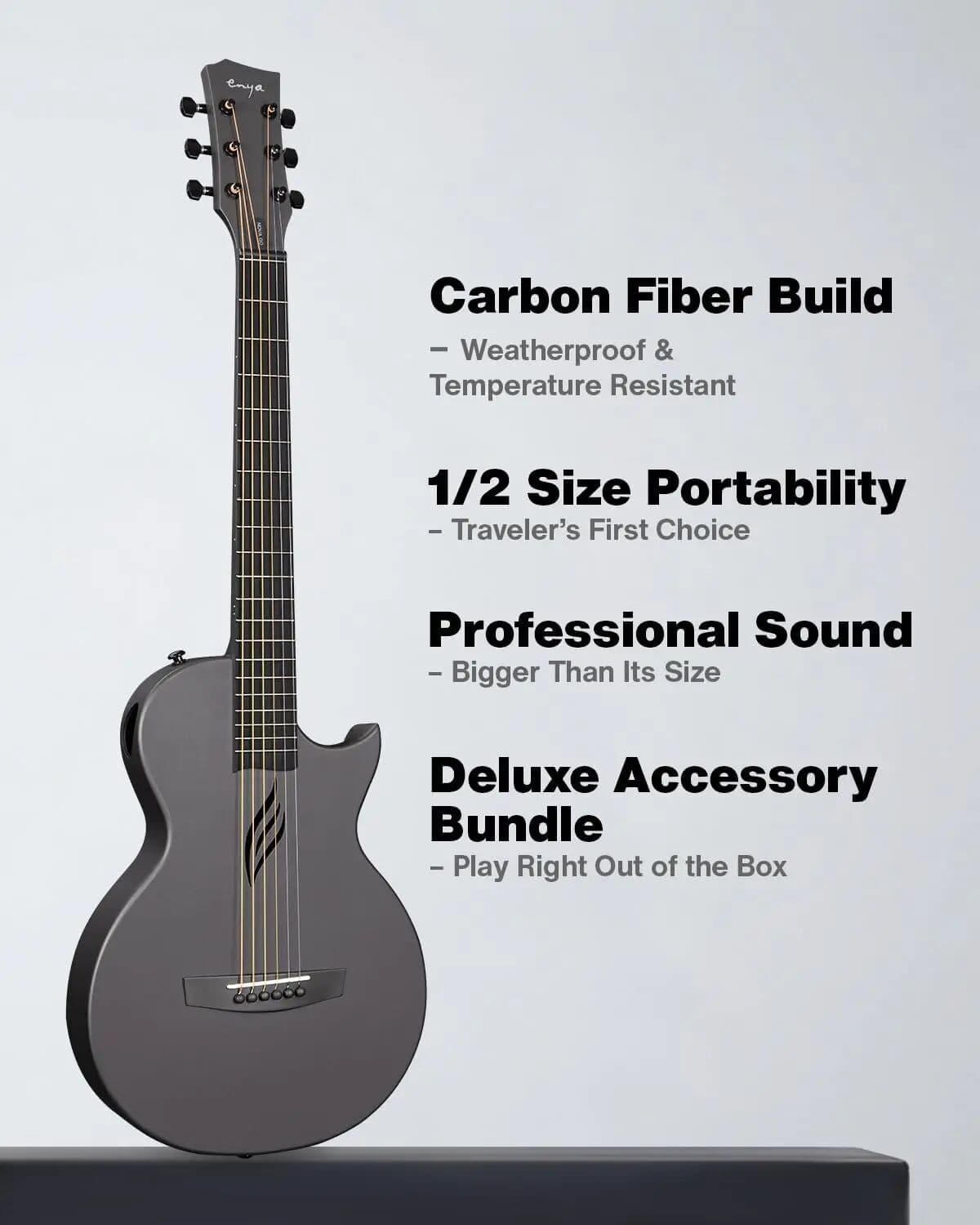 Enya Nova Go Acoustic Guitar Carbon Fiber One Body 35 Inches Guitarras Travel with Beginner Kit Include Gig Bag and Strap