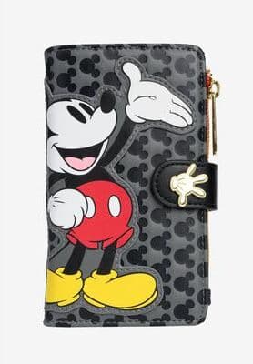 Women's Loungefly X Disney Women'S Mickey Mouse Snap Flap Wallet Black Red Icons Wallet by Disney in Multi