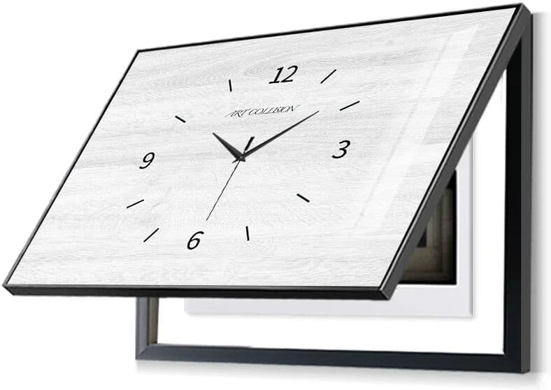 oeny Meter Box Wood Decorative Painting with Wall Clock Modern Design Large Metal Luxury Wall Clocks Silent Living Room Decoration