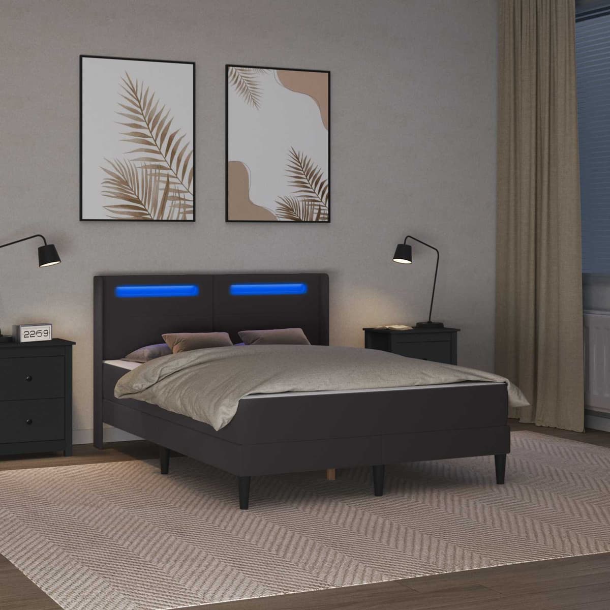 vidaXL Cadre de lit avec matelas Gris 120 x 190 cm Simili cuir