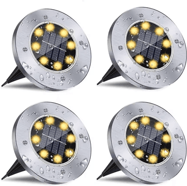 Inspire Curations 4 Pack Solar LED Disk Lights For Garden, Pathway, And Deck warm White 4pcs black