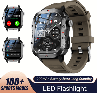 Inspire Daily Merch Bluetooth Talking Smart Watch For Men And Women With LED Flashlight, HD Screen For Outdoor Sports gray