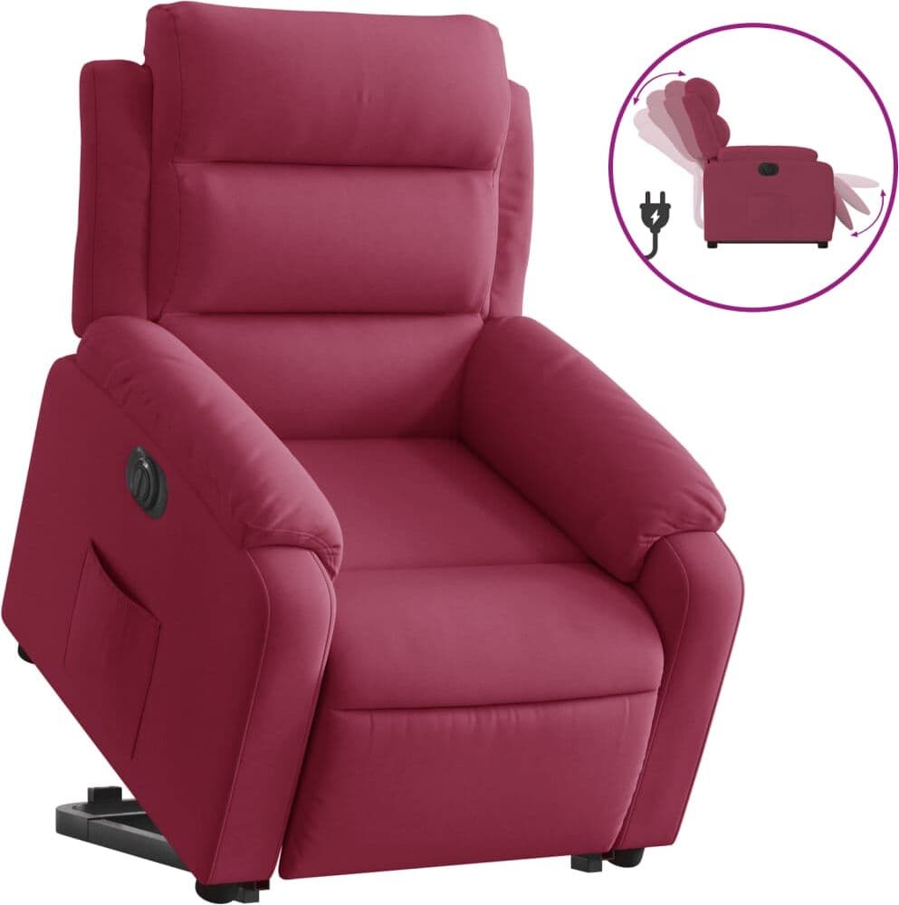 vidaXL Fauteuil inclinable électrique rouge bordeaux velours
