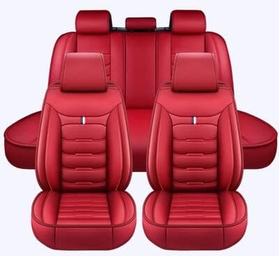 Lucky Monet Universal 5-Seat Car Seat Covers Full Set, Premium PU Leather Waterproof Front