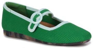 Women's Naomi Mary Jane Stretch Flat by Ros Hommerson in Green (Size 6 M)