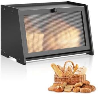 VEVOR Bread Box for Kitchen Counter, Large Capacity Bamboo Bread Storage Container, Farmhouse Wooden Breadbox Organizer