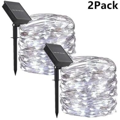Uplift Picks Solar Twinkle String Lights For Waterproof Outdoor Garden Christmas Party Decor white (2 Pcs) 32 M 300 Led