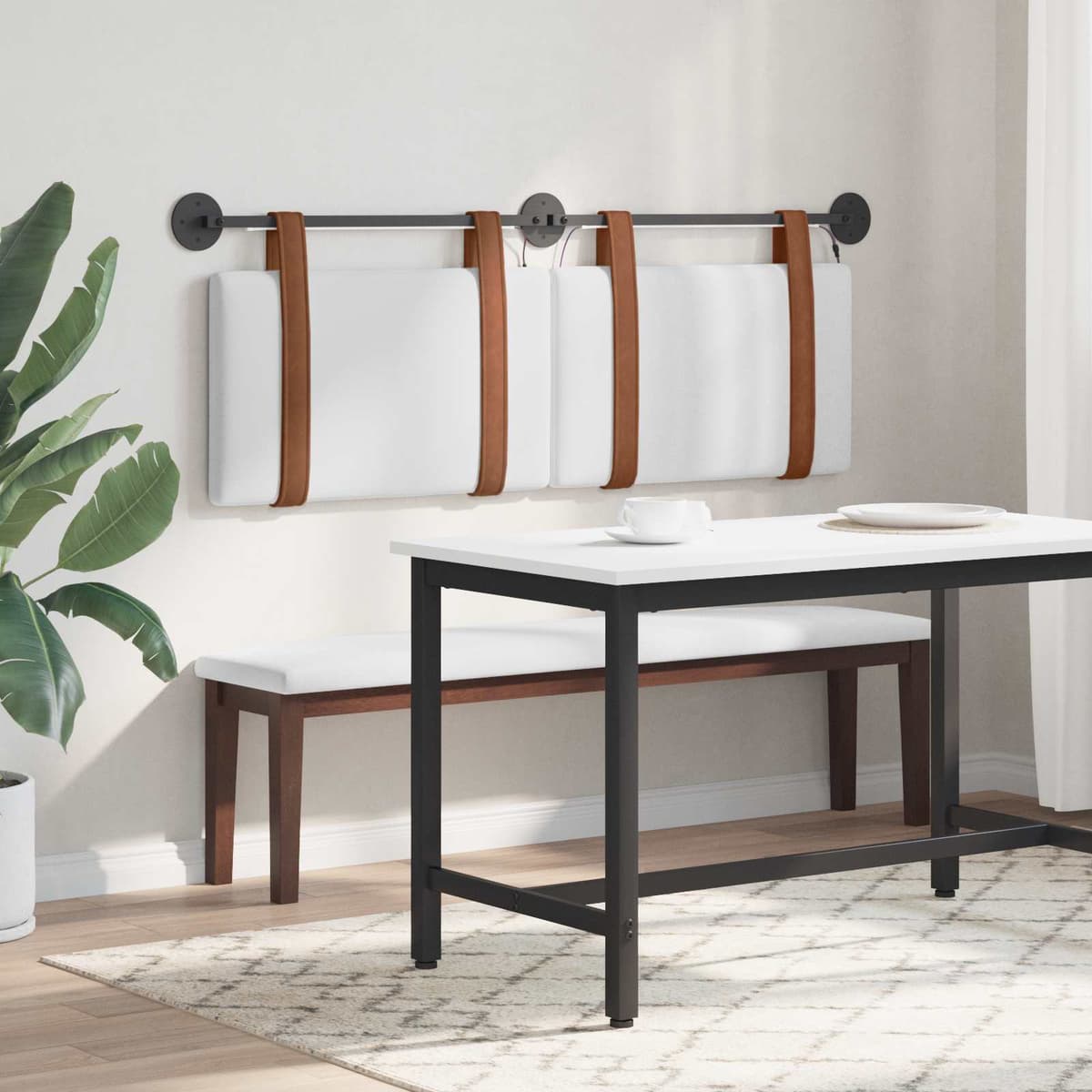 vidaXL Tête de lit suspendue Blanc PU antique