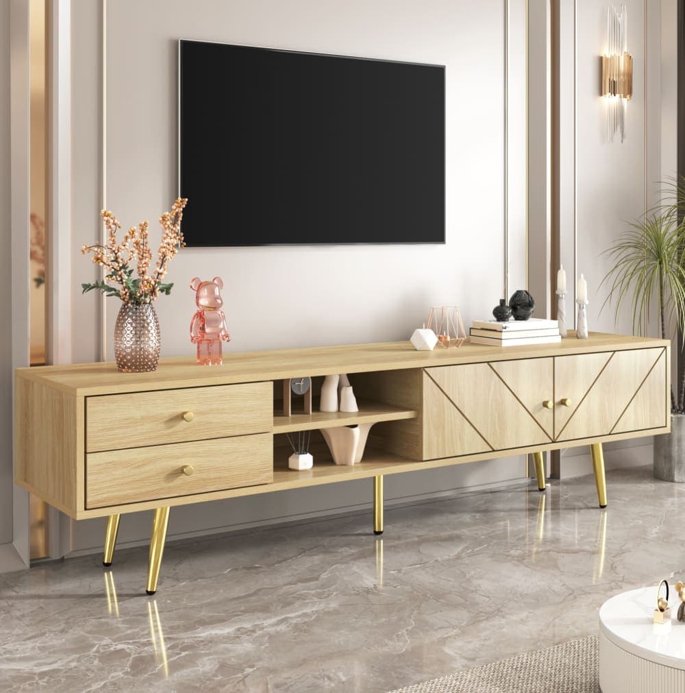 OKWISH Mueble tv madera de mdf y aglomerado con cajones 160x36x42 cm