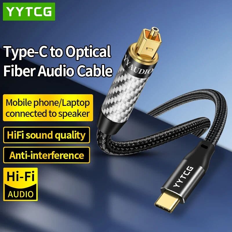 YYTCG Type-C to 5.1 Optical Fiber Audio Cable Usb Type-c SPDIF Digital Audio Cable Compatible With Phones/Tablets/Laptops & Speakers