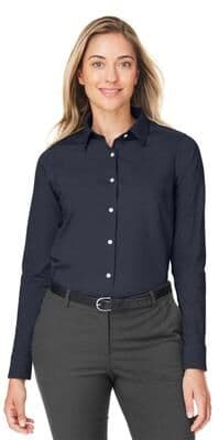 Devon & Jones DG505W Women's CrownLux Performance Spencer Poplin Dress Shirt in Navy Blue Melange size XS   Cotton/Polyester/Spandex