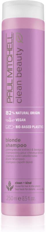 Paul Mitchell Clean Beauty Blonde Shampoo shampoing violet pour les cheveux blonds froids ayant subi une décoloration ou un balayage 250 ml