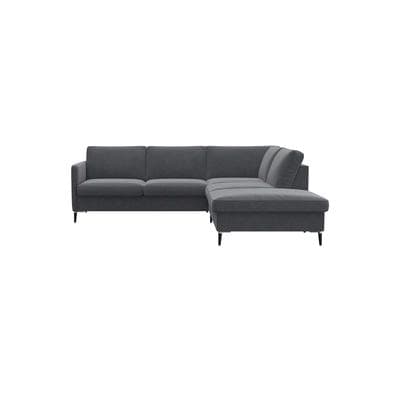 Ecksofa FLEXLUX "Fiore, L-Form", grau (soft grau), B:234cm H:85cm T:225cm, 100% Polyester, Sofas, Ecksofa, schmale Armlehnen, Füße Alu/schwarz, B/T 234/225cm, Kaltschaum im Sitz