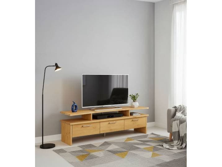 TV-Board HOME AFFAIRE Ixo, TV-Kommode, TV-Bank aus Massivholz , beige (natur), B:148cm H:46cm T:39cm, FSC-zertifiziertes Massivholz, Sideboards, TV-Board, Breite 148 cm, mit 3 Schubladen, aus masiver Kiefer, FSC