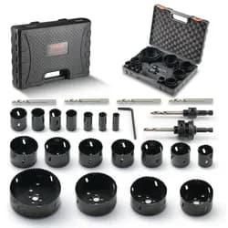 VEVOR Lochsäge Set Bimetall, 18-tlg. Lochblätter, 6 Lochbohrer Schnitttiefe 38 mm, Bimetall Lochsägensatz Bohrmaschine Zubehör, Profi Lochsägen zum Bohren von Holz, Eisen, Kunststoff und PVC usw.