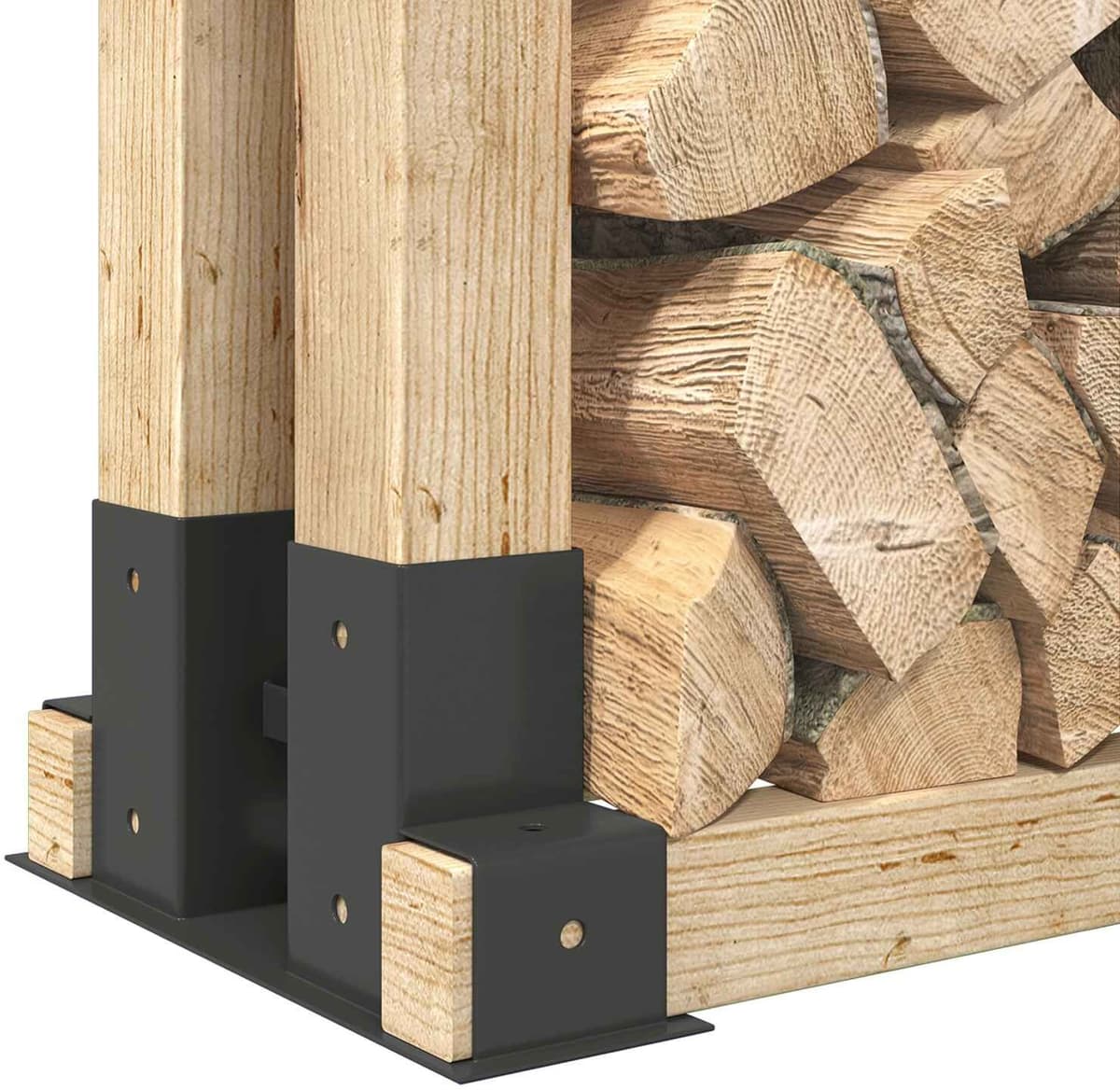 vidaXL Aide à l'empilement de bois de chauffage 4 pièces Anthracite