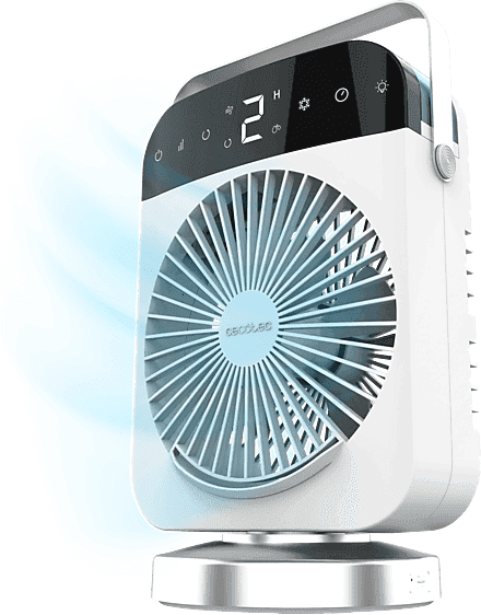 Ventilador de sobremesa - Cecotec EnergySilence 600 DeskChill Smart Rotate Ice, 300 ml, 4 velocidades, Oscilación, AutoOff, Blanco