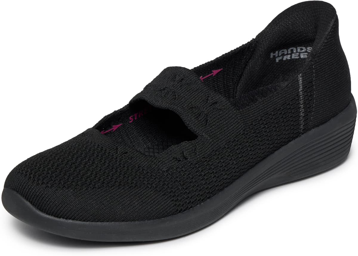 Ballerina SKECHERS "ARYA", Damen, Gr. 40, Textil, schwarz (schwarz unifarben), Schuhe Ballerina, Freizeitschuh, Schlupfschuh mit Handsfree Slip-Ins Funktion schwarz unifarben 40, Textil