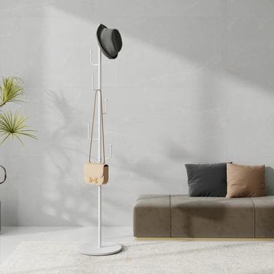 Maypex 64.5 in.Freestanding Metal Coat Rack with Round Quartz Stone Base