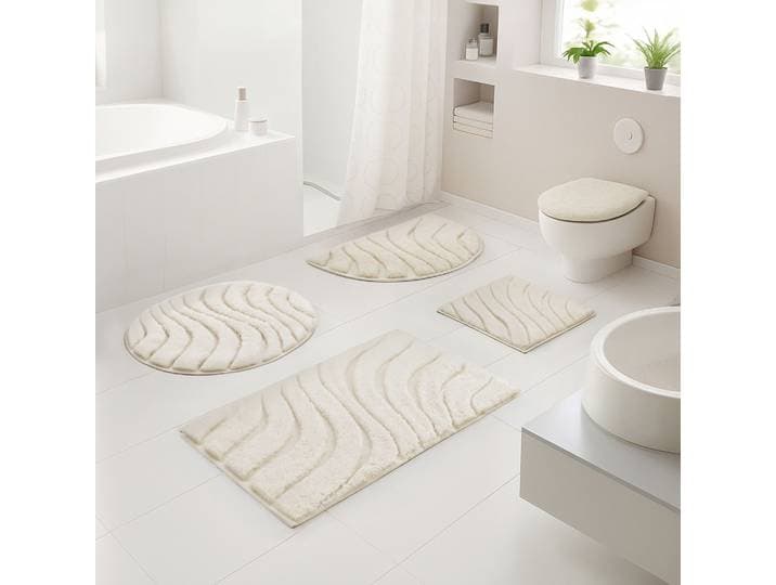 Badematte GOODPRODUCT Levii, Badvorleger, Badezimmer Teppich, sehr weich , beige (creme), H:20mm, Polyester, Badematten, Badematte, Hoch-Tief-Effekt, weiche Haptik, Made in Europe