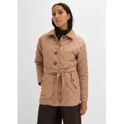 bonprix Leichte Steppjacke im Materialmix, braun, Gr.52, Leichte Steppjacke im Materialmix