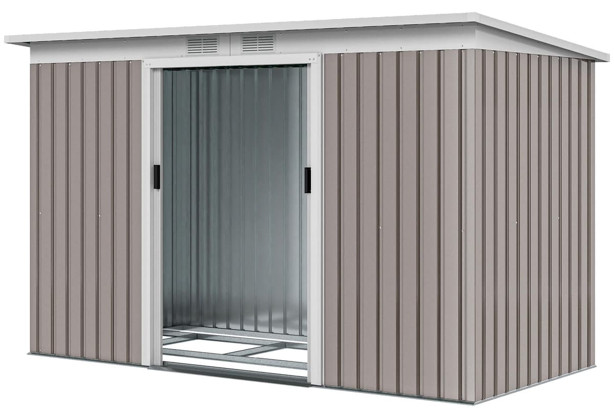 Gartenhaus 3,2 m2 (280 x 130 x 172 cm) mit Schiebetš¹ren und Belš¹ftung, hellgrau