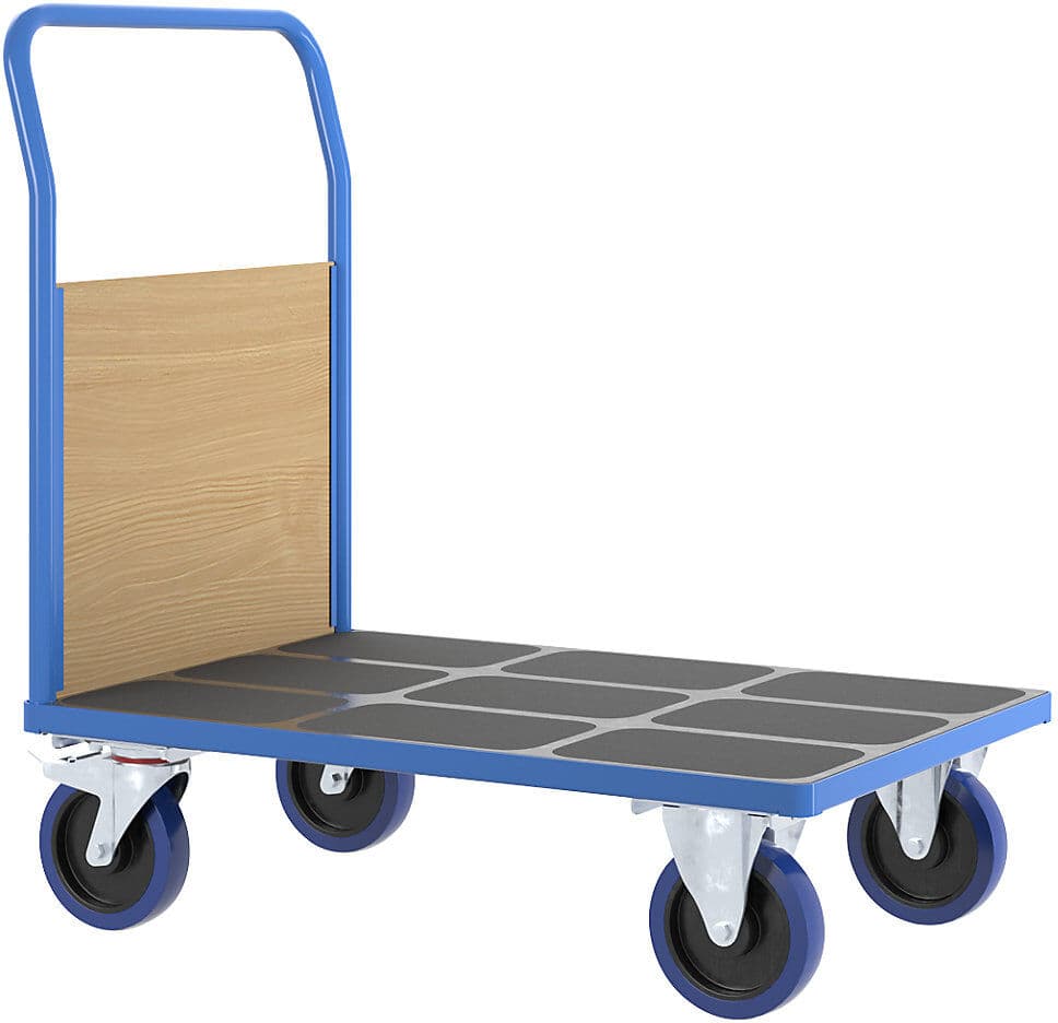 Plattformwagen mit Holzwänden, mit 1 Stirnwand, LxB 1100 x 700 mm, Vollelastik eurokraft pro
