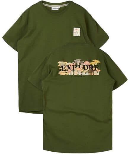 Lakor Mens Mushroom Forest T-Shirt, Riffle Green L
