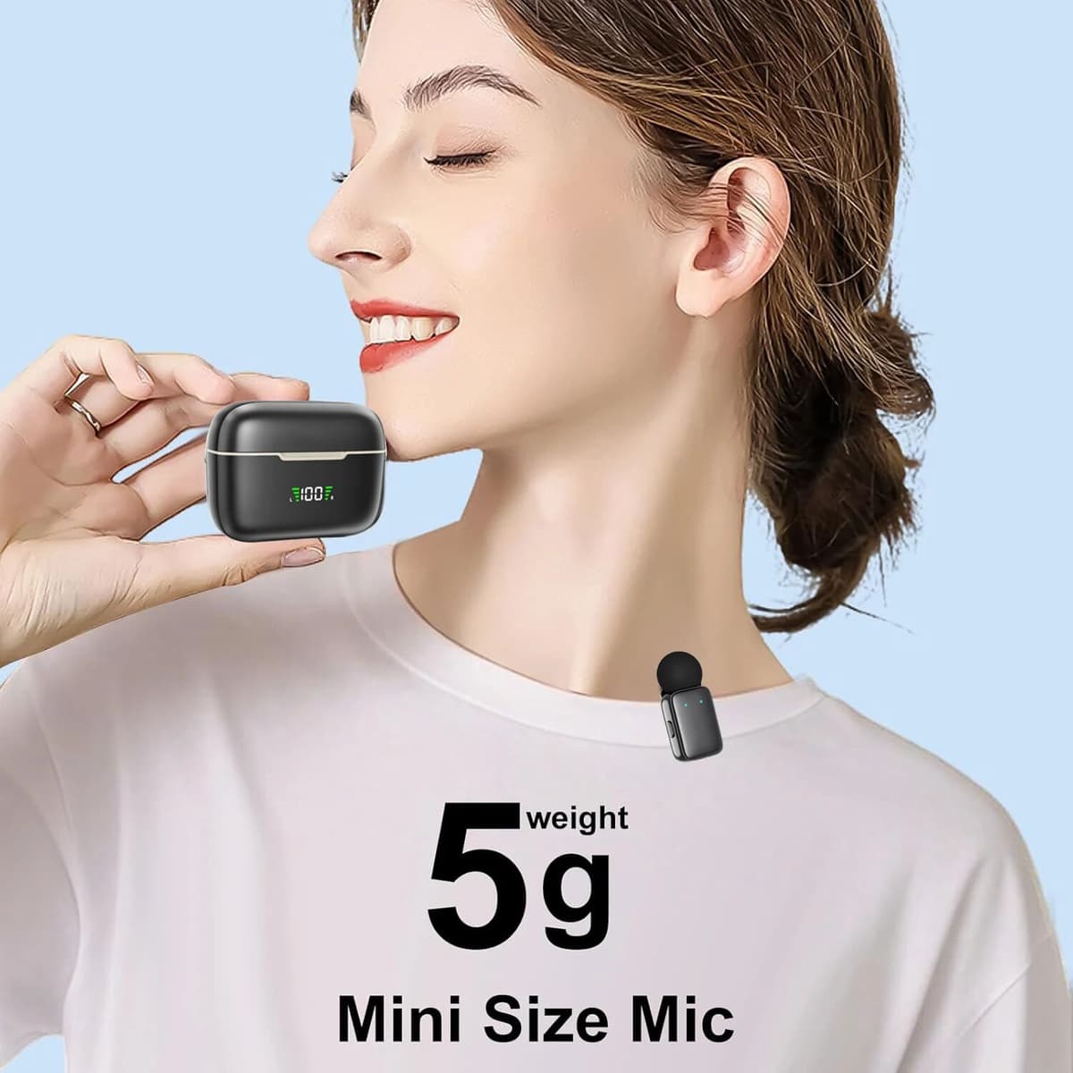 HITOZON Mini Wireless Lavalier Microphones with Charging Case Clip-on Lavalier Microphone Wireless for Video Recording, Vlogging