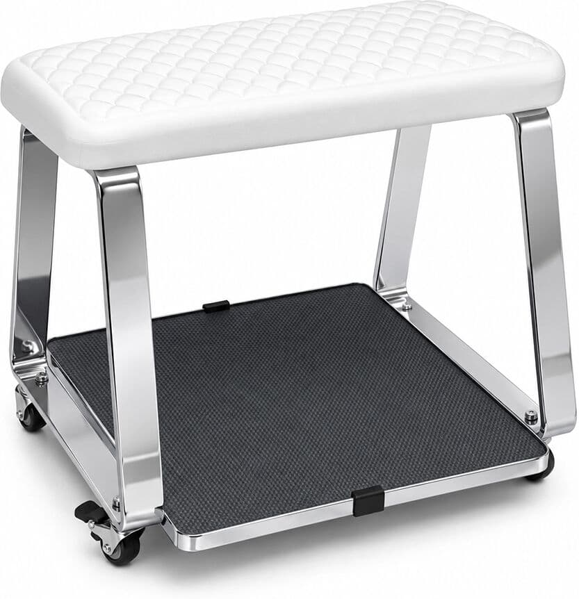 Tuttoperlestetica Poggiapiedi professionale con ruote, pedana e cuscino in Memory Foam