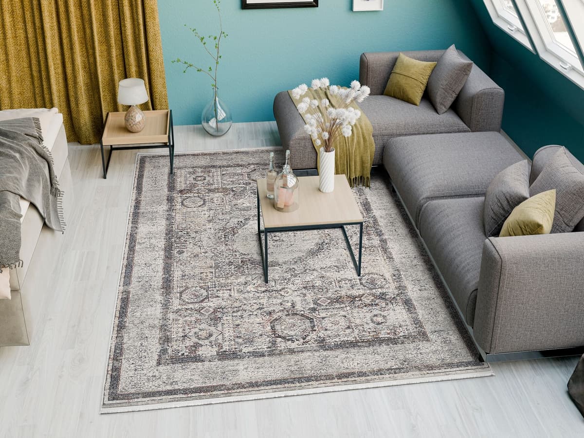 Teppich OCI DIE TEPPICHMARKE "MYSTIC BAZAAR", grau (creme, grau, beige), B:240cm H:7mm L:340cm, Obermaterial: 52% Polyacryl, 48% Modal, Teppiche, Teppich, orient Muster in 3D-Optik, Bordüre, maschinell gewebt, Wohnzimmer creme, grau, beige B : 240cm 1 Stk